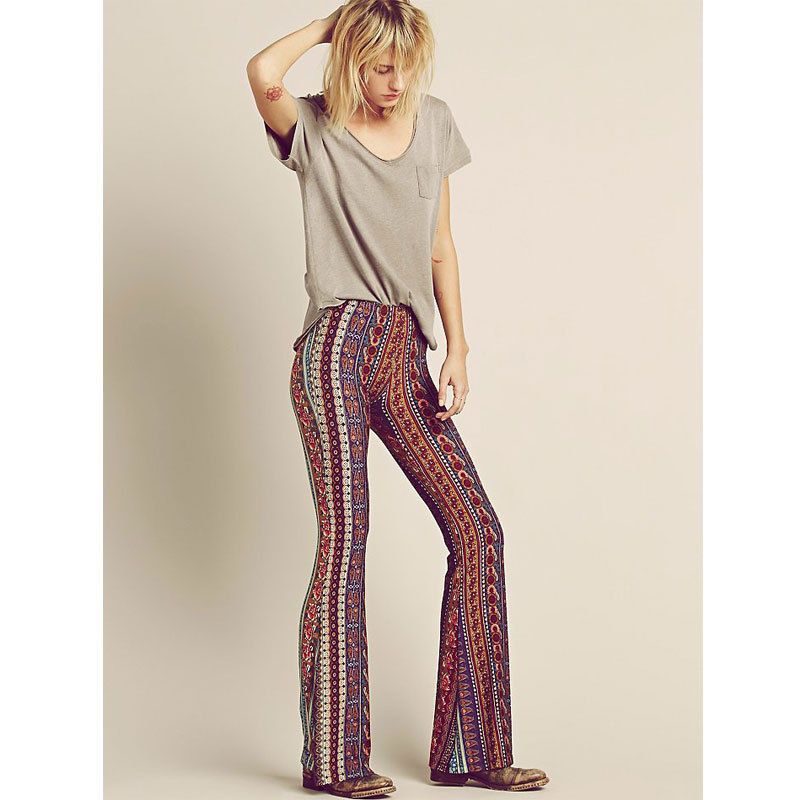 boho stretchy bell bottom pants