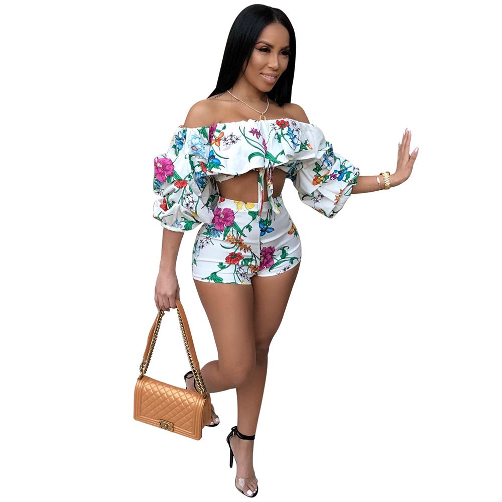 Adogirl 2018 Estampado Floral Conjunto 2 Piezas Conjunto De Verano Sexy Para Mujer Top Sin Tirantes Y Pantalones Cortos Conjunto De Dos Piezas Moda Casual Traje Para Mujer De 20,64 € | DHgate