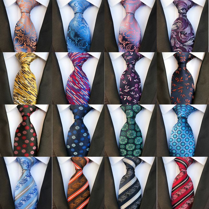 Men/'s White Striped 100/% Silk Wedding Ties Groom Party Neck Tie Necktie BP05