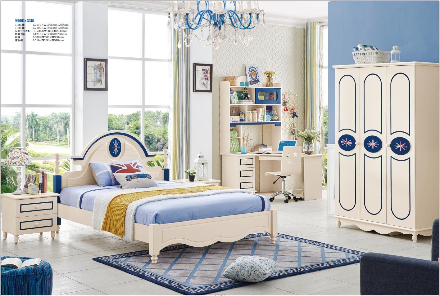 2020 Ash Solid Wood Children Bedroom Furniture Set Modern