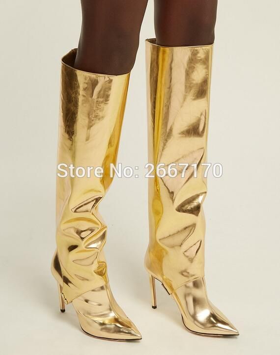 gold knee boots