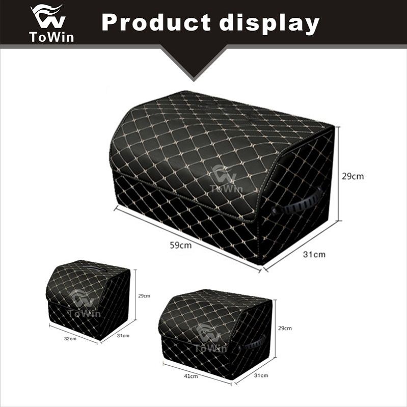 Leather Bag Storage Box kofferraumorganizer Black Grey, Red Brown