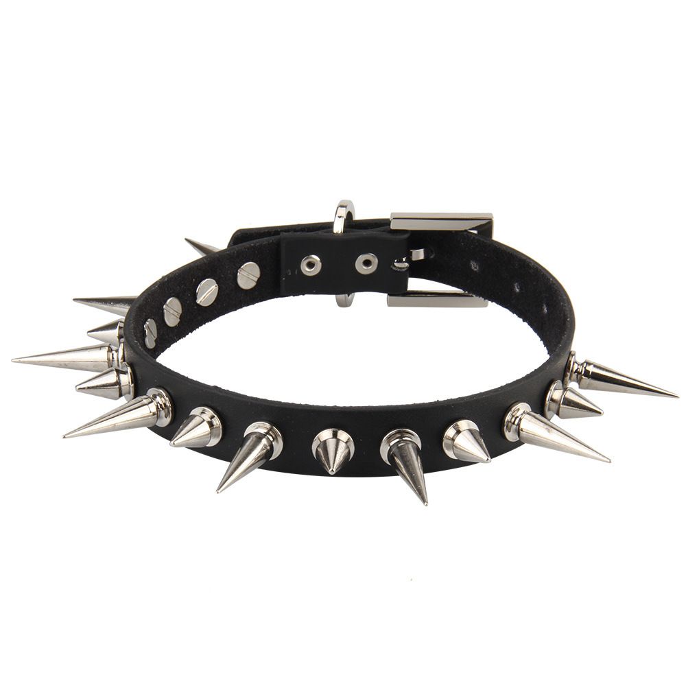 Goth Collar 2 Inch Spiked Collar Faux Leather Spiked Punk