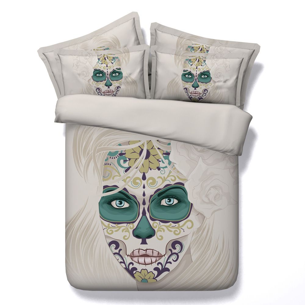 3d Painted Skull Duvet Cover Floral Bedding Sets Human Skeleton