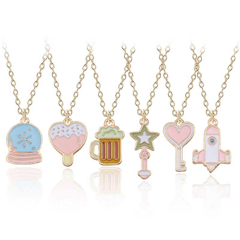 Moda Anime Lindo Collar Para Las Mujeres Amor Corazón Colgante Para Las Niñas Helado Clave