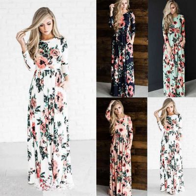 Women Summer Casual Boho Long Maxi Evening Party Dress Beach Dresses Size S-3XL
