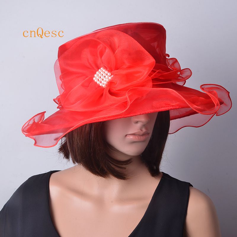 ladies red dress hats