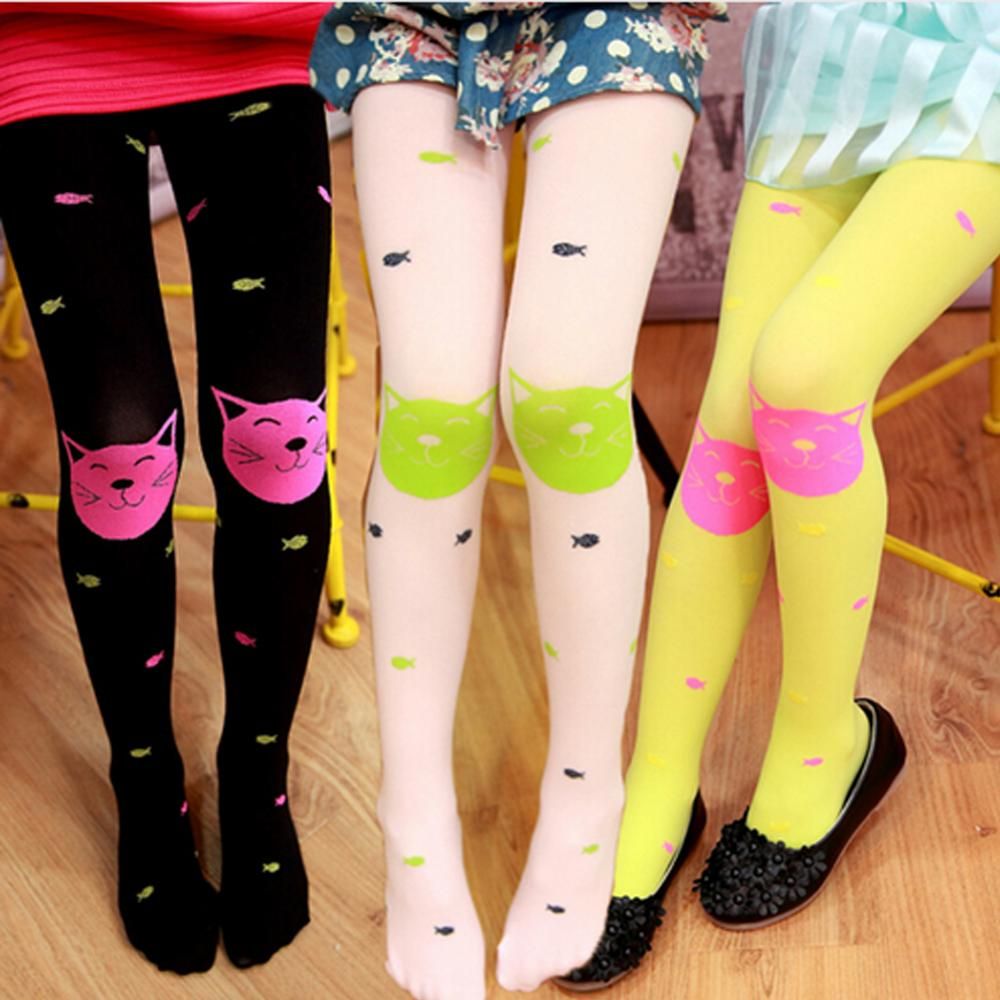 5 8 Ans Hiver Automne Bebe Filles Collants Avec Des Chats Velours Petit Chat Poisson Imprimer Chaud Collant Doux Pour Enfants Enfants Collants Du 6 03 Dhgate