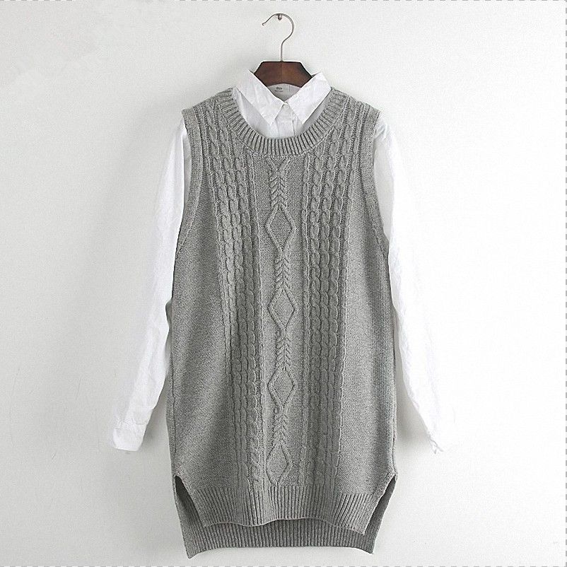 Acquistare Gilet Lavorato A Maglia Invernale Donna Casual Solido Lungo  Spacco Senza Maniche A Costine O Collo Pullover Maglione Maglia Femminile  Grigio Economico | Consegna Veloce E Qualità | DHgate Italy