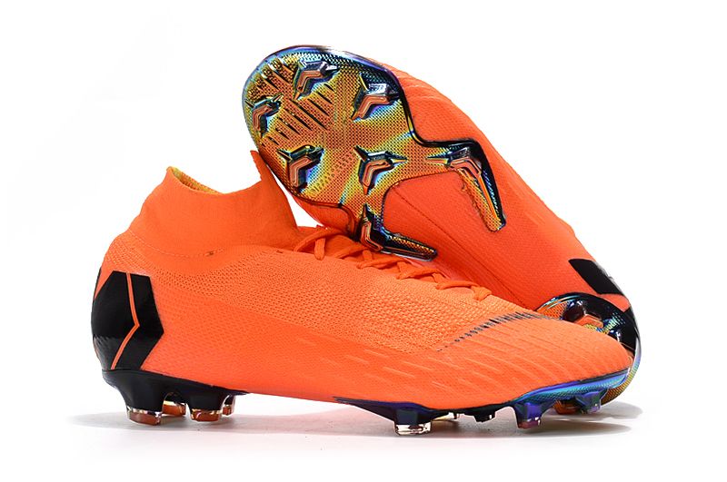 kids orange football boots