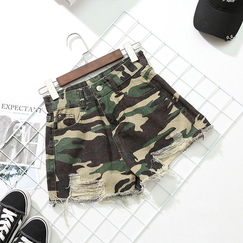 denim camo shorts