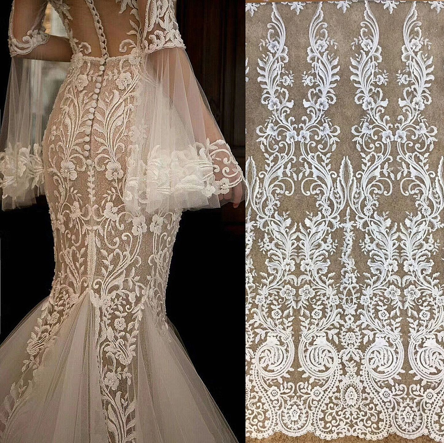 embroidered lace wedding dress
