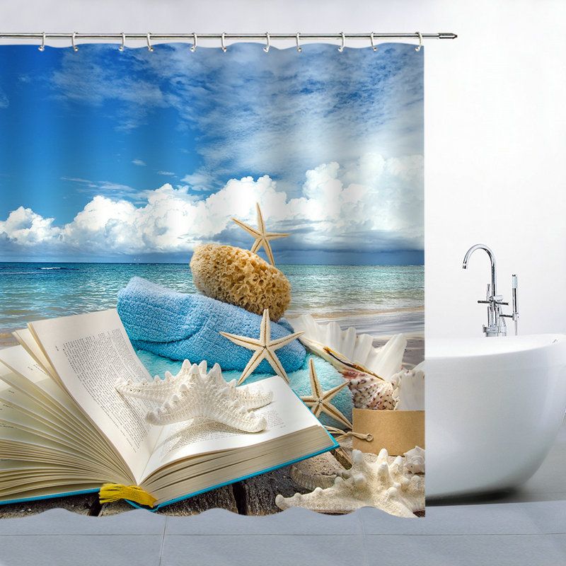 2019 Seaside Scenery Shell Book Fashion Shower Curtains 69 X 70