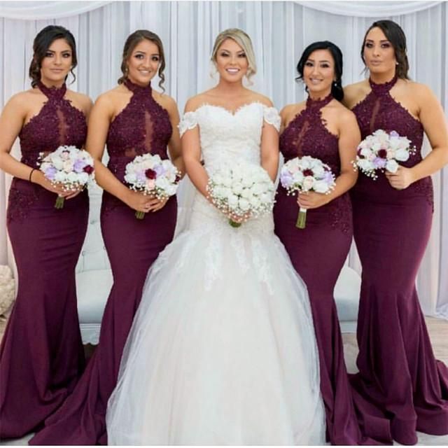 burgundy mermaid wedding dress