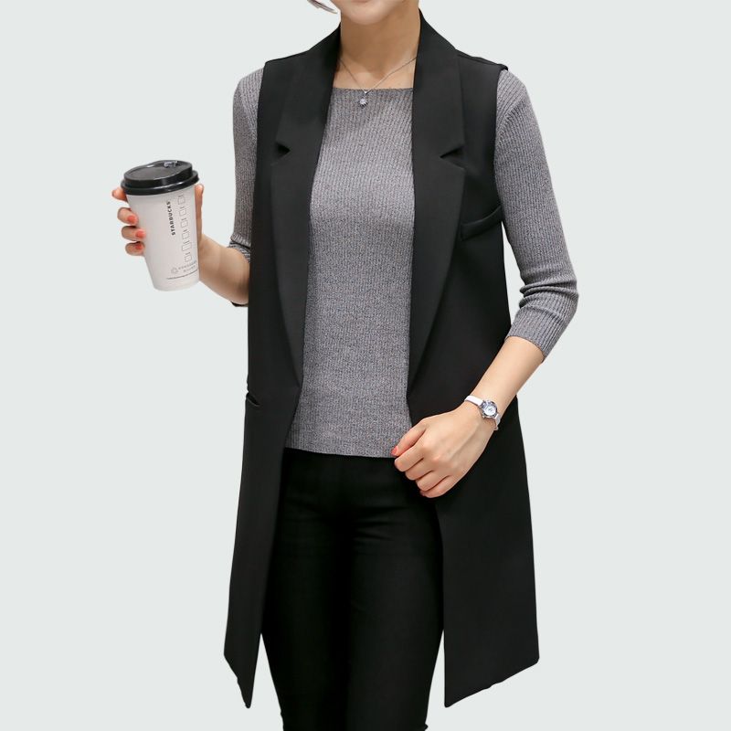 Compra Chaleco Blazer 2017 Mujeres Outwear Chaqueta Colete Feminino Sin  Mangas Chaleco Largo Mujer Estilo Europeo Chaleco Chaleco Sin Mangas Barato  | Entrega Rápida Y Calidad | Es.Dhgate