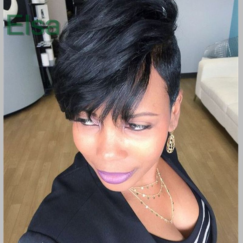 Human hair Short bob wigs for Black women full machine none lace Brazilian Pixie Cut Indian straight wig with for Africans Human hair Short bob wigs for Black women full machine none lace Brazilian Pixie Cut Indian straight wig with for Africans