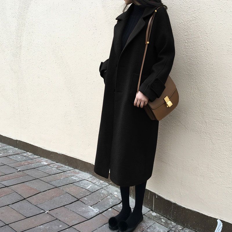 Womens oversized black wool coat Clearance