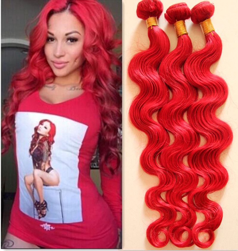 8a Unprocessed Brazilian Virgin Hair Body Wave Full Bundle Red