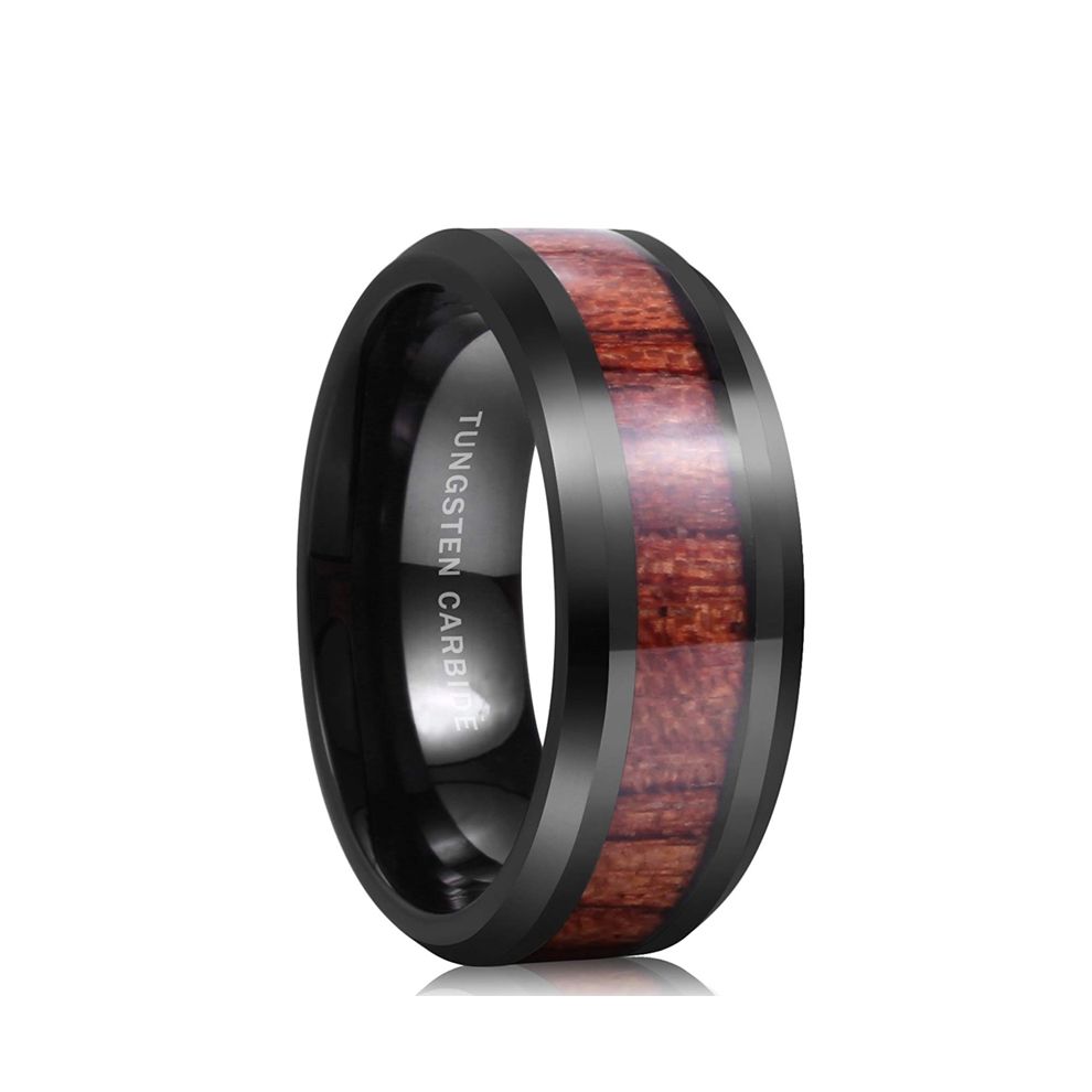 tungsten carbide rings wood inlay