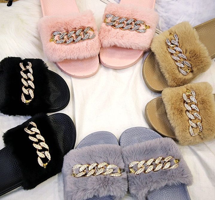 rihanna fuzzy slippers