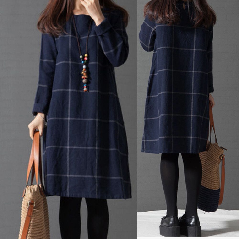 Acquistare Abiti Donna Inverno Autunno Plus Size Abiti Donna Inverno Manica  Lunga Scozzese A Quadri Abito Corto Abito Casual Allentato Economico |  Consegna Veloce E Qualità | DHgate Italy