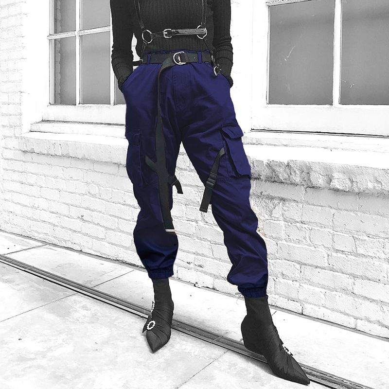 Compra Tallas Grandes Pantalones Cargo Mujer Cintura Alta Pantalon Harajuku  Femme Azul Estilo De Calle Suelto Pantalones De Bolsillo Mujer Streetwear  Barato | Entrega Rápida Y Calidad | Es.Dhgate