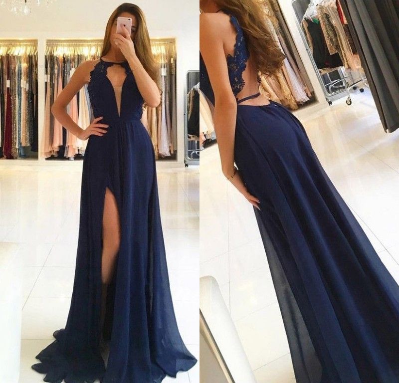 robe soie bleu marine
