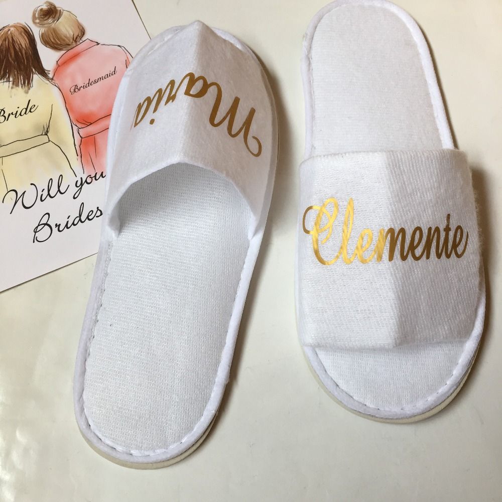 Personalized White Disposable Slippers 