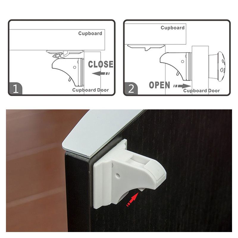 3 Cl/és Serrures de S/écurit/é pour Placards et Tiroirs Verrous Invisibles Verrouillage Adh/ésive de S/écurit/é B/éb/é Enfant Serrures Magn/étiques de Cabinet Aucun Outil ou Vis Requis 16 Serrures