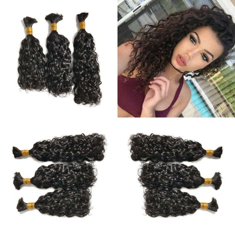 Braiding Hair Bulk Wet And Wavy Peruian Human Hair For 3 Bundles