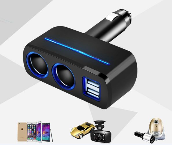 3 Tomas Energía USB Coche Conector Encendedor Cigarrillos Divisor
