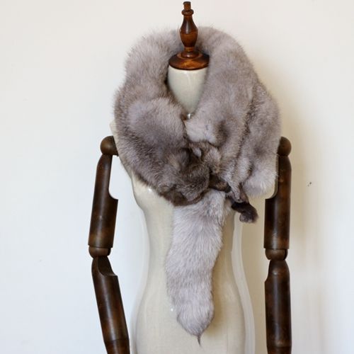 Mannen echte bont vos sjaal kraag vrouw winter warme luxe natuurlijke grijze vos sjaal