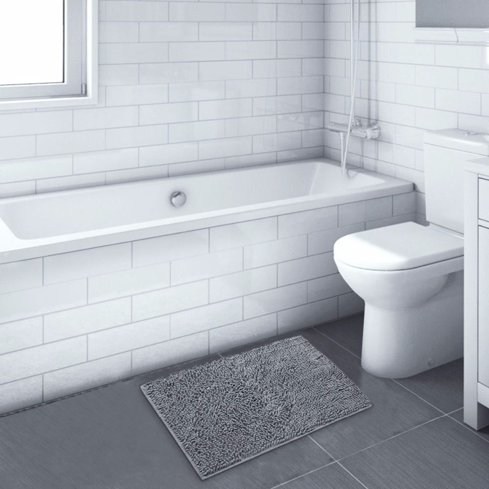 8 Colors Non-slip Absorbent Bath Mat Bathroom Shower Rugs Shaggy Carpet