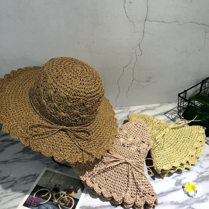 Acquistare Estate Signora Cappelli A Tesa Larga Donne Con Bowknot  Pieghevole Sole Ragazza Maglia Cappello Di Paglia Cappello Di Protezione  Cappelli Da Spiaggia Mano i Libera La Nave Economico | Consegna Veloce