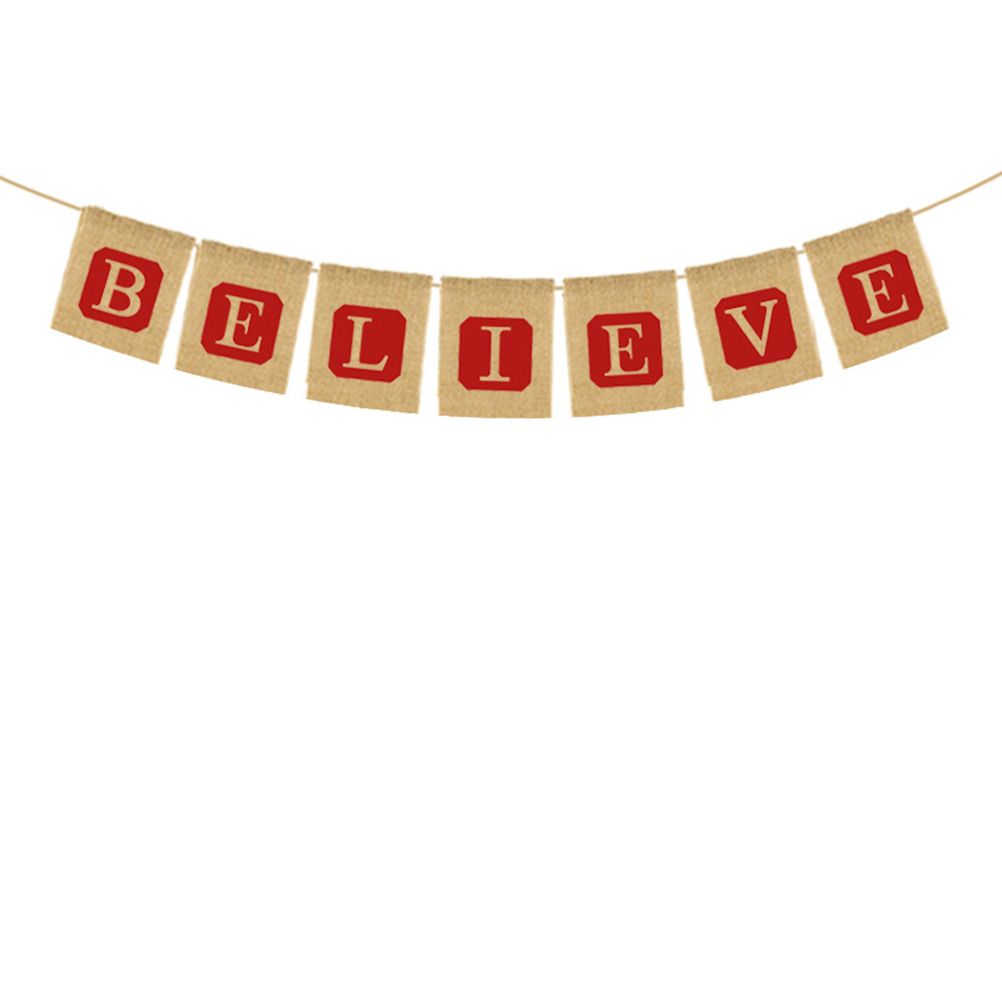 2020 Christmas Burlap Bunting Banner Believe Hanging Vintage