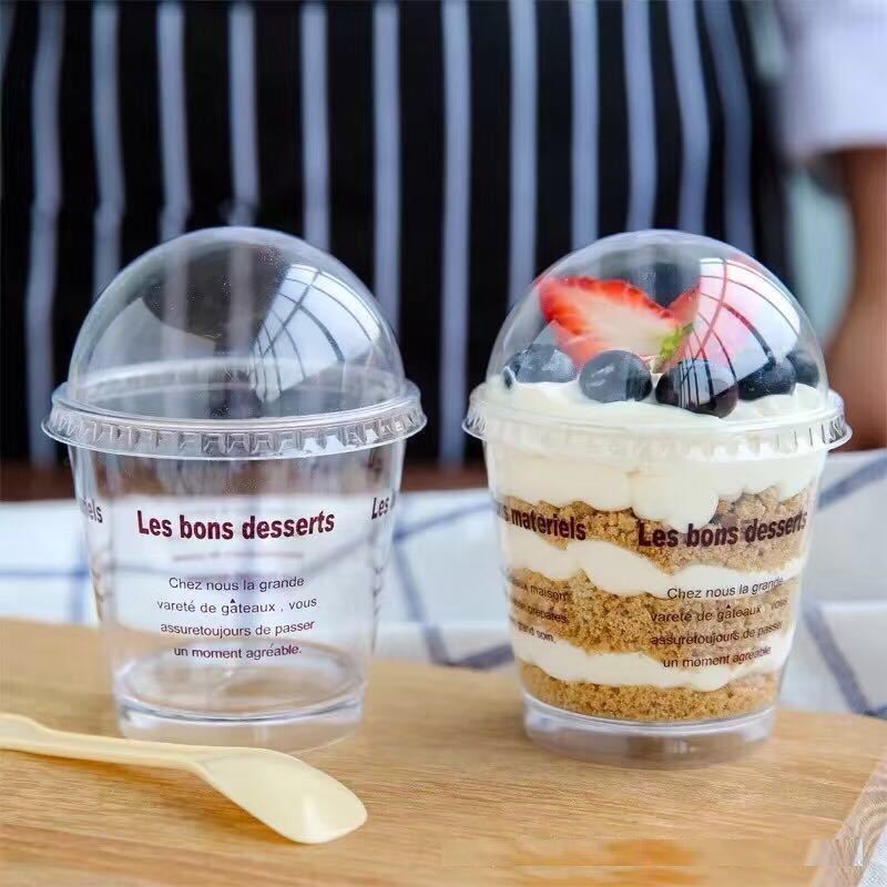 180ml Plastic Tiramisu Cup Clear Mousse Cup Sawdust Cup With Dome Lid