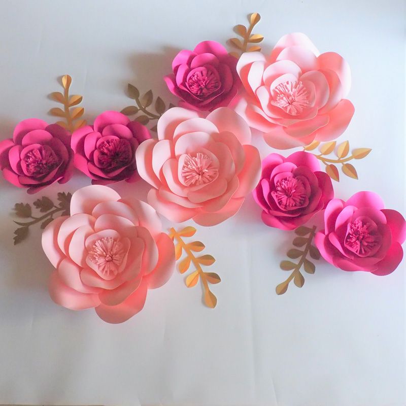 2021 2018 Aritificial Large Paper Flowers Backdrop Leaves For Wedding ...