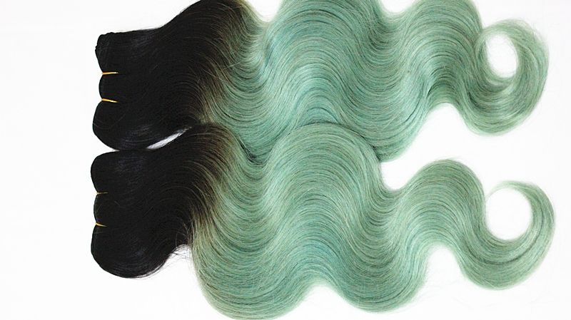 2019 Body Wave 4 Bundles Brazilian Unprocessed Ombre 1b Grey Green