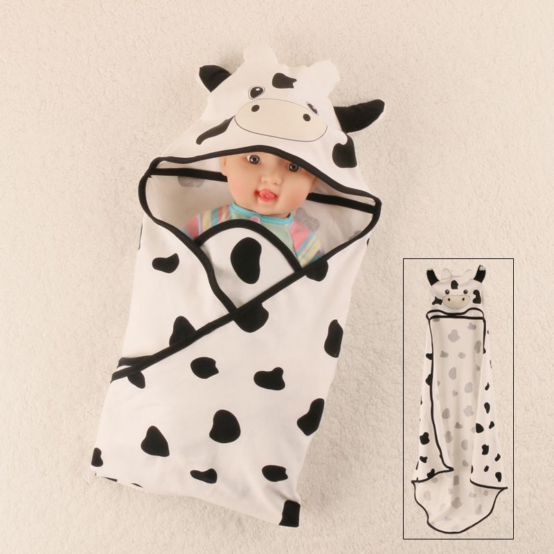 Summer Baby Blanket Infant Cotton Breathable Cartoon Cow Blankets For Newborn  Baby Hooded Sleep Sack Girls Blankets