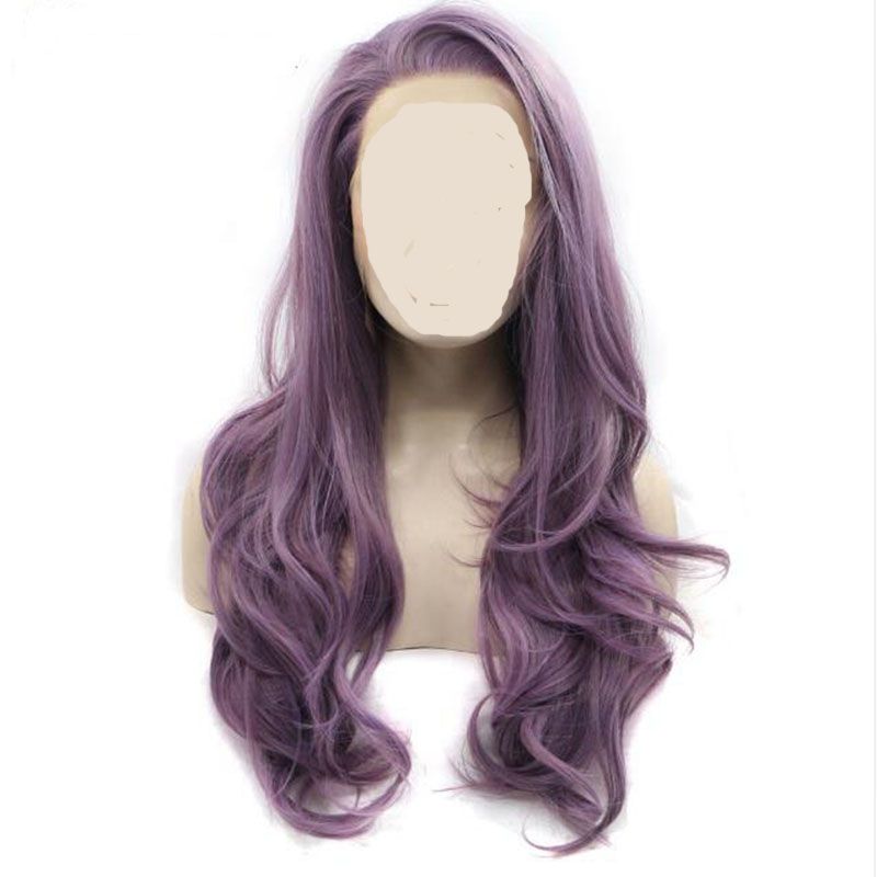Mhazel Long Hair Mixed Purple Long Natural Wavy Synthetic Front