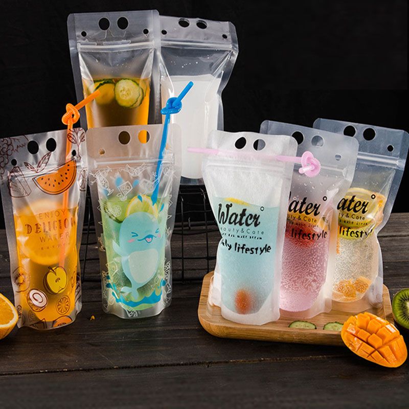 2021 400ml DIY Transparent Self Sealed Plastic Beverage Bag Summer