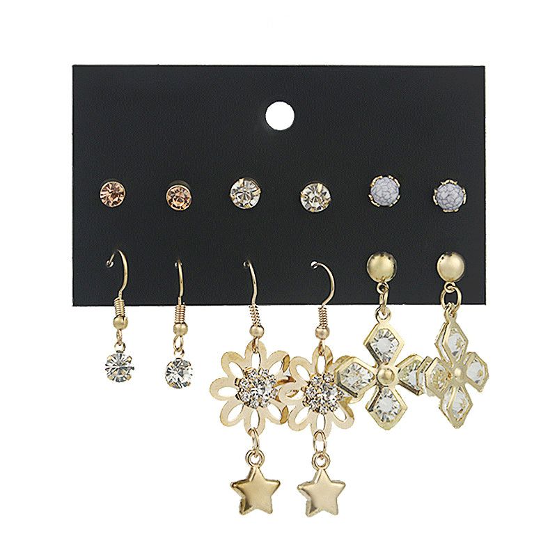 Elegant Flowers Hoop Earrings for Women Girls with Gift Box Fashion Love Heart Shape Crystal Earrings