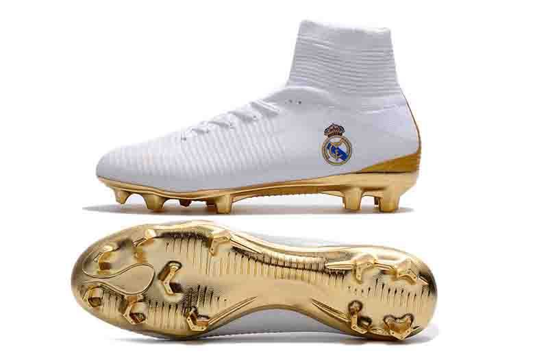 Original Real de fútbol zapatos de oro blanco Tacos fútbol Cristiano Ronaldo Mercurial Superfly
