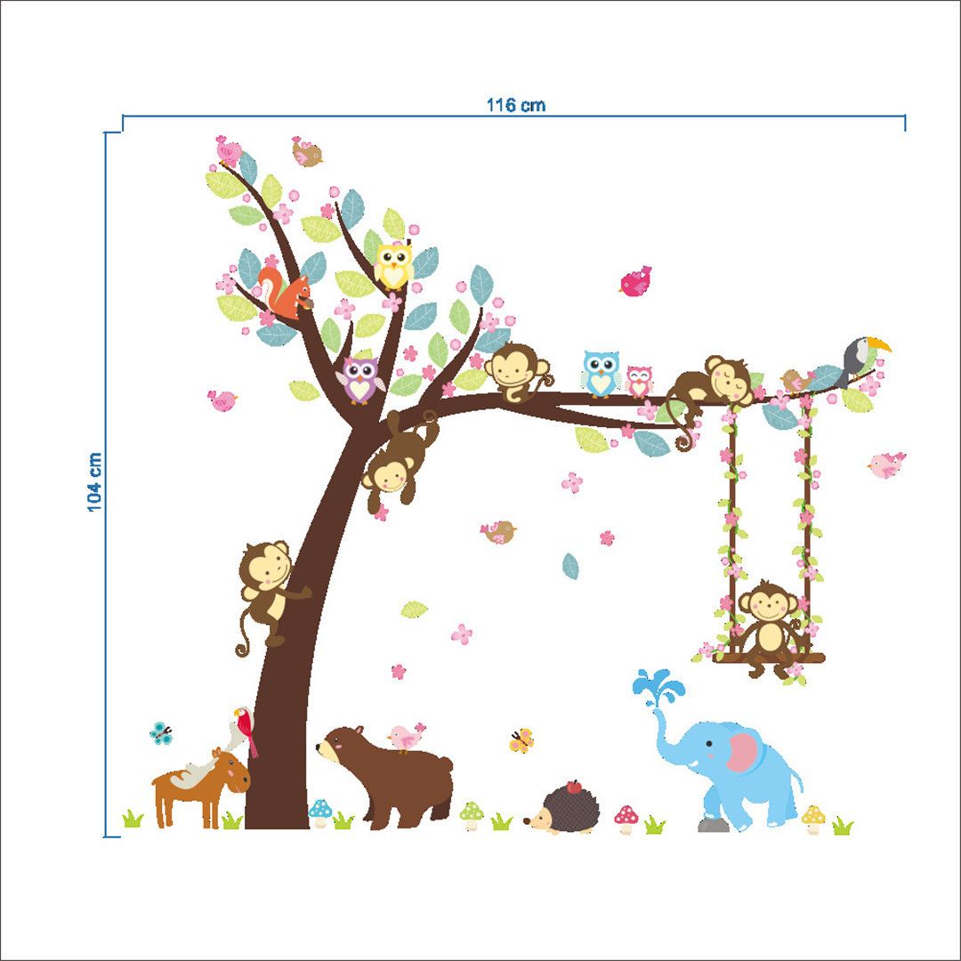 Compre Nuevo Creativo Bosque Animales Arbol Pegatinas De Pared