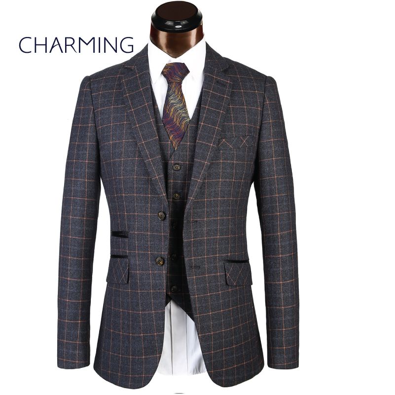 Compra Trajes A Cuadros 2 Diseños De Botones es Traje De 3 Piezas Para Hombres  Trajes De Hombre + Chaleco + Pantalones Para Hombre Traje De Boda Trajes De  Vestir Para Hombre
