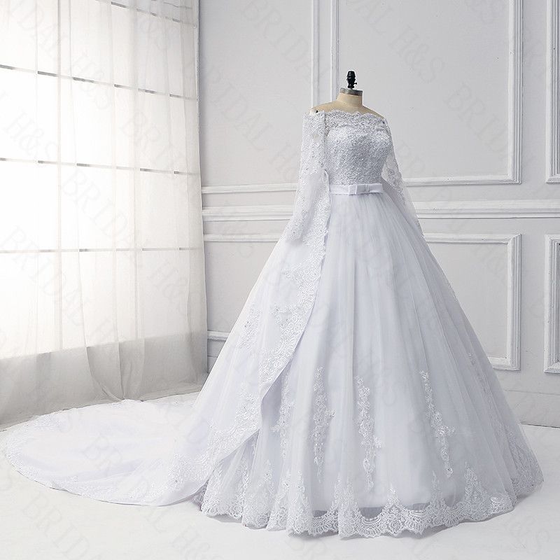Acquistare Abito Da Sposa A Maniche Lunghe Abito Da Ballo Gonna Staccabile  Dalla Spalla Appliques Abito Da Sposa Bianco Abito Da Sposa Inverno  Brasiliano Economico | Consegna Veloce E Qualità | DHgate Italy