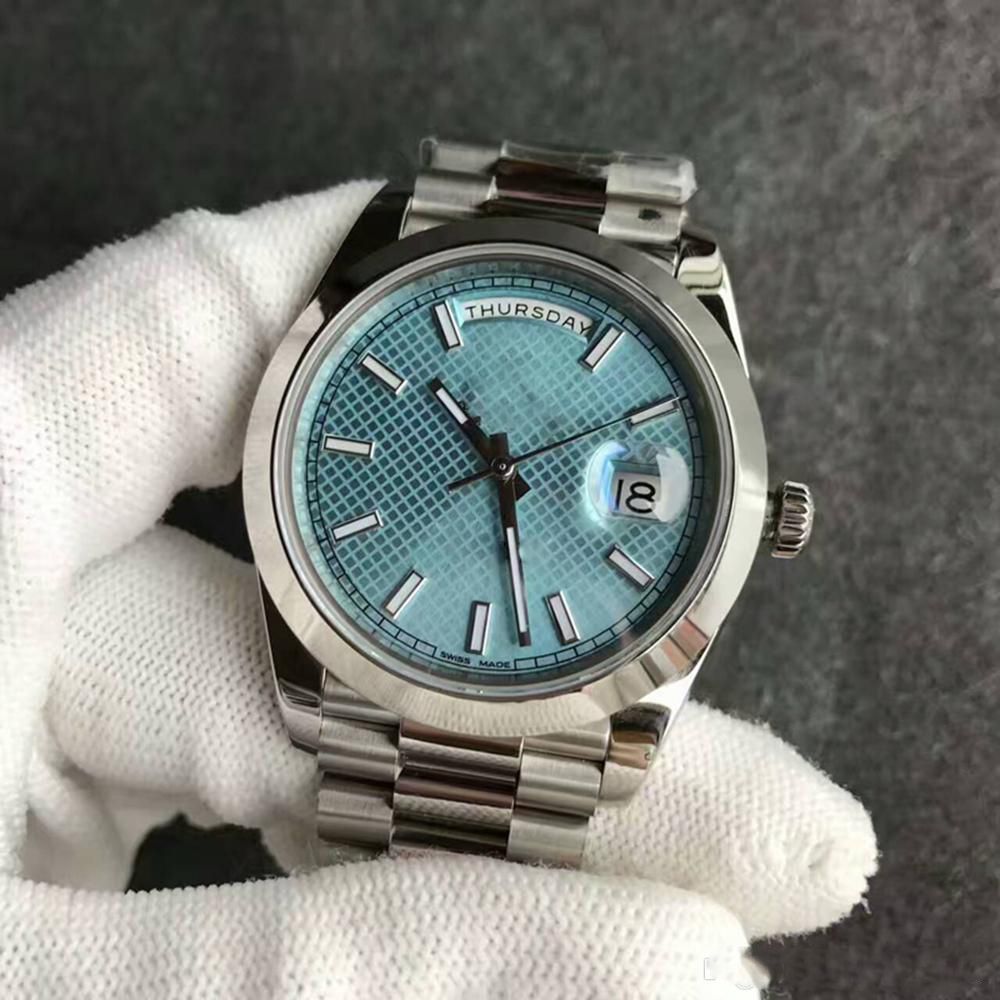 2019 Hot Sale Date Blue Face Men Mechanical Stainless Steel Strap