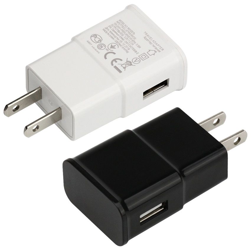 5V 2A USB 1 puertos Interfaz VIAJE EU ​​EE. UU. Enchufe USB Adaptador original del cargador de pared Samsung para iPhonexs / X / 8/7 / 6 Teléfono celular 100pcs / lot