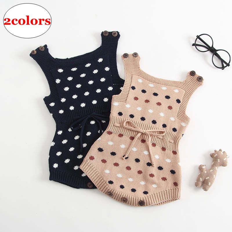 UK Toddler Baby Boys Girls Knit Clothes Polka Dot Sweater Romper Bodysuit Outfit