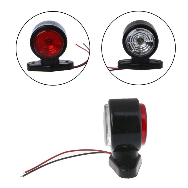2x Red White 10-30V LED Truck Trailer Lorry Van Side Marker Lamp Indicator Light